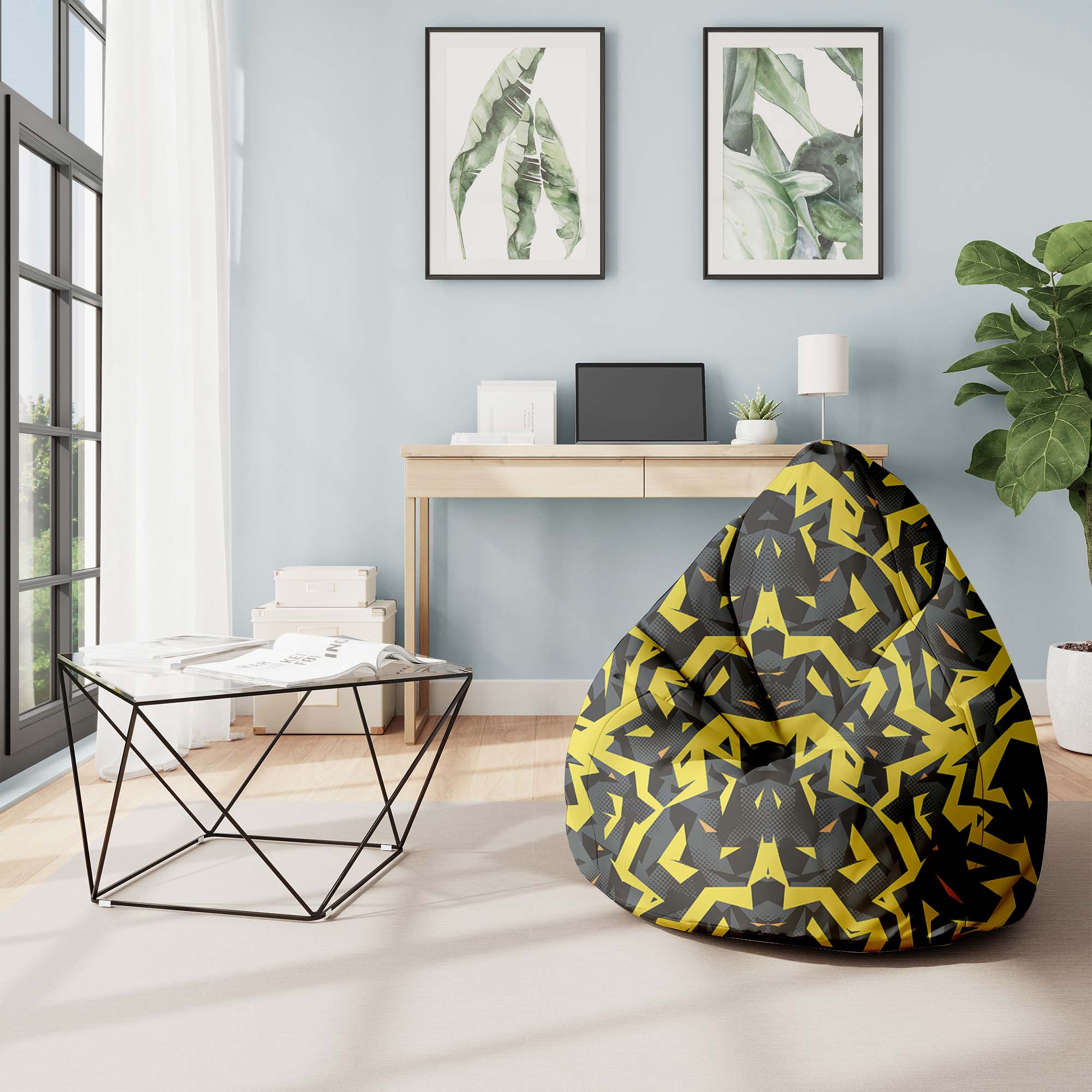 Puf Pearshape s podnožkou Abstraction-Velvet