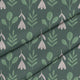 Folk Flowers on Green-Velvet