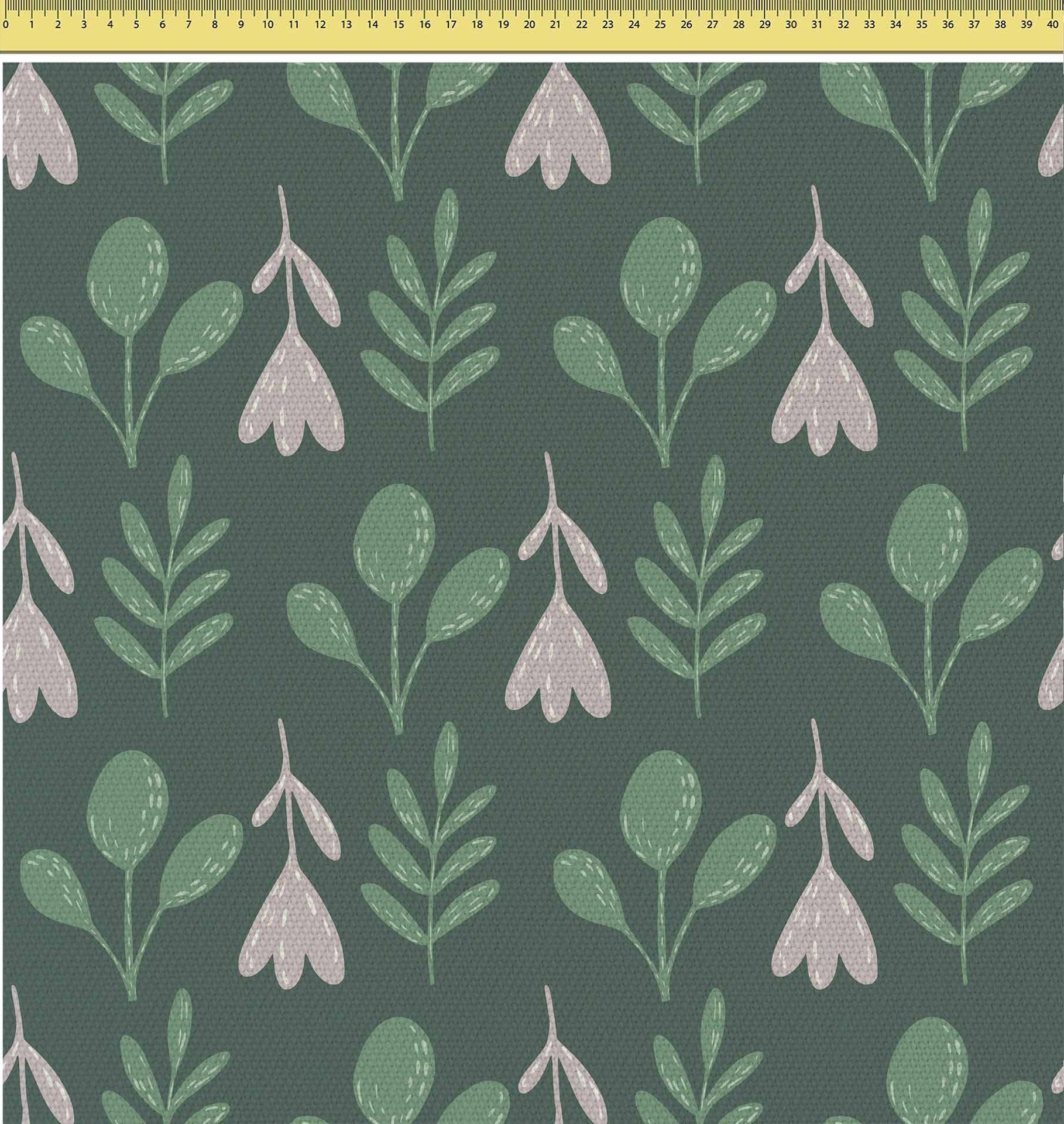 Folk Flowers on Green-Velvet