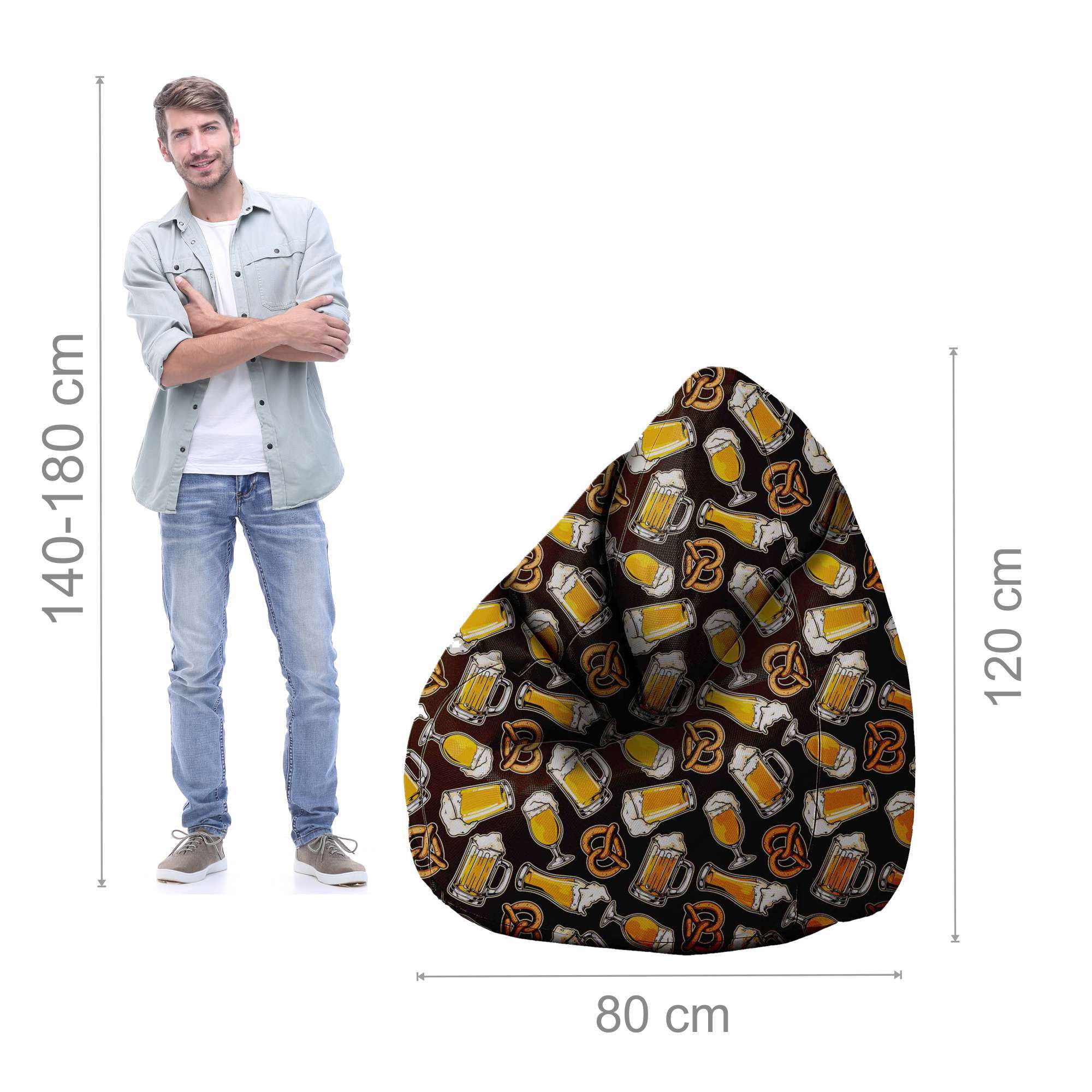 Pearshape Pouf with Footrest Beer And Pretzels-Oxford