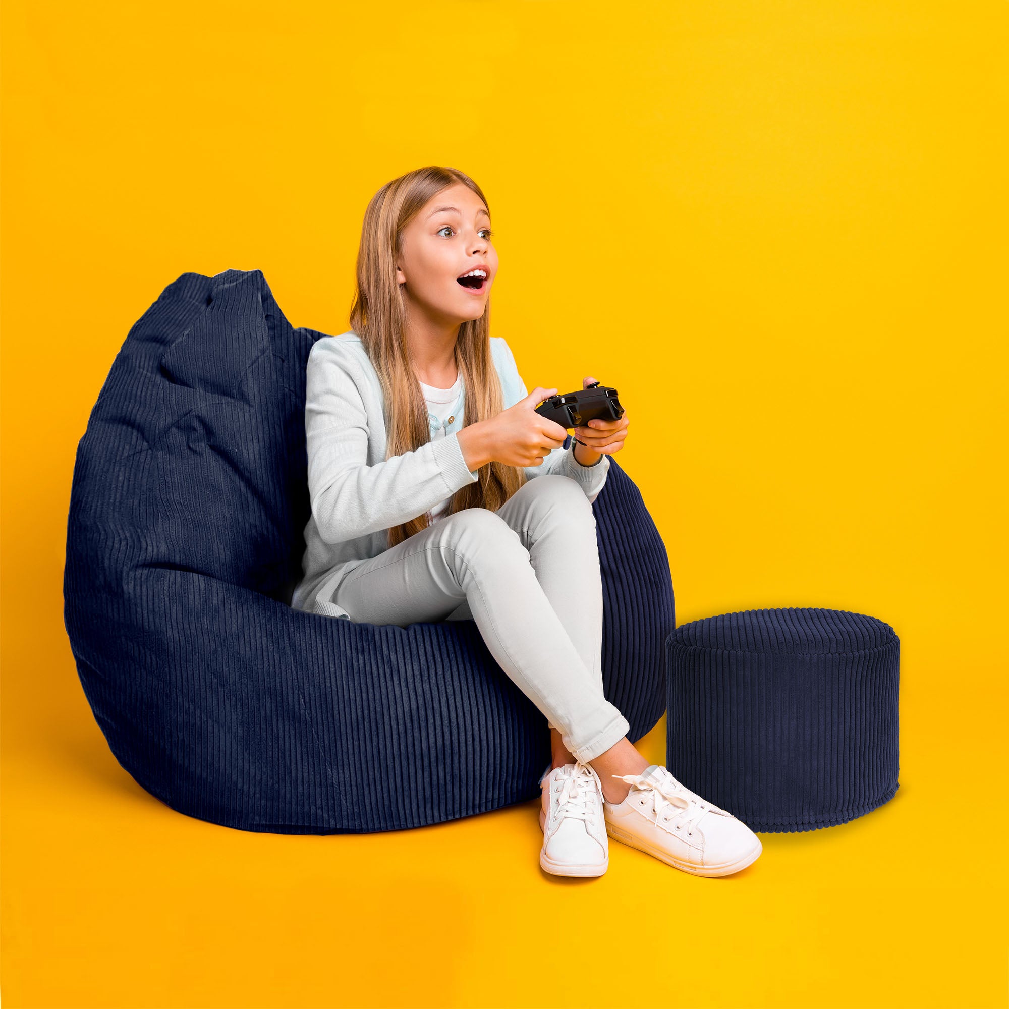 Round pouf footrest Lincoln Blueberry Pie-S