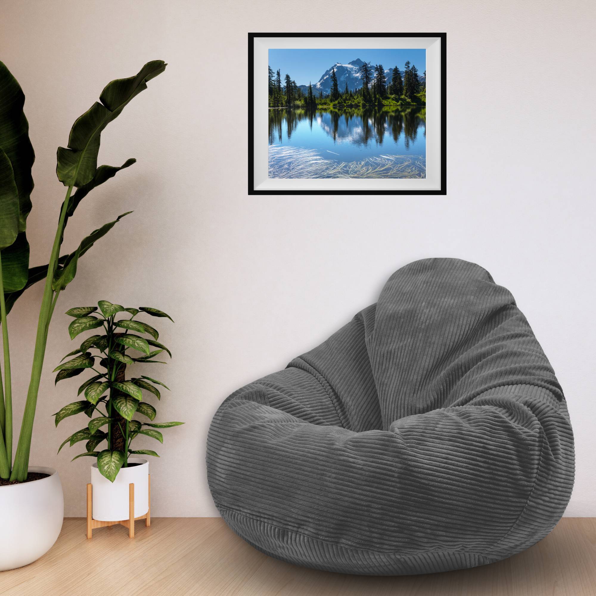 Paradise Pouf with Footstool Granite Gray-M