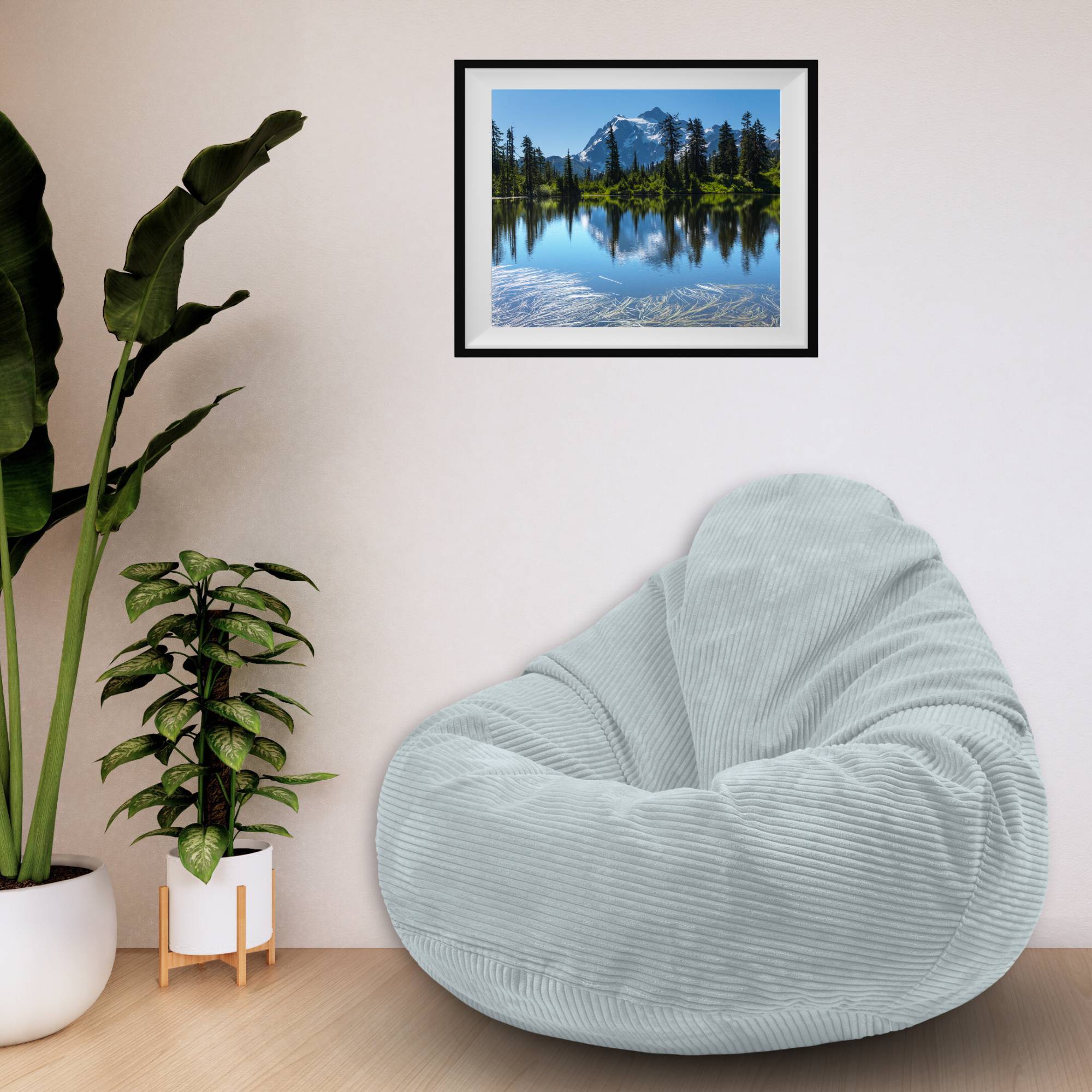 Paradise Pouf with Footstool Green Lily-S