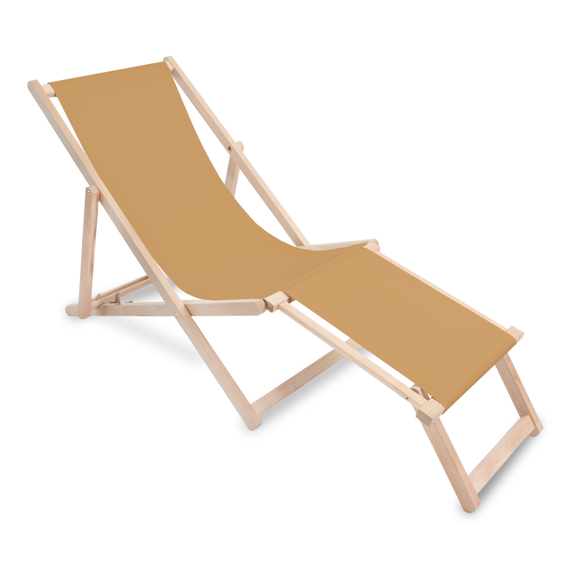 Drevené ležadlo s podnožkou Beige