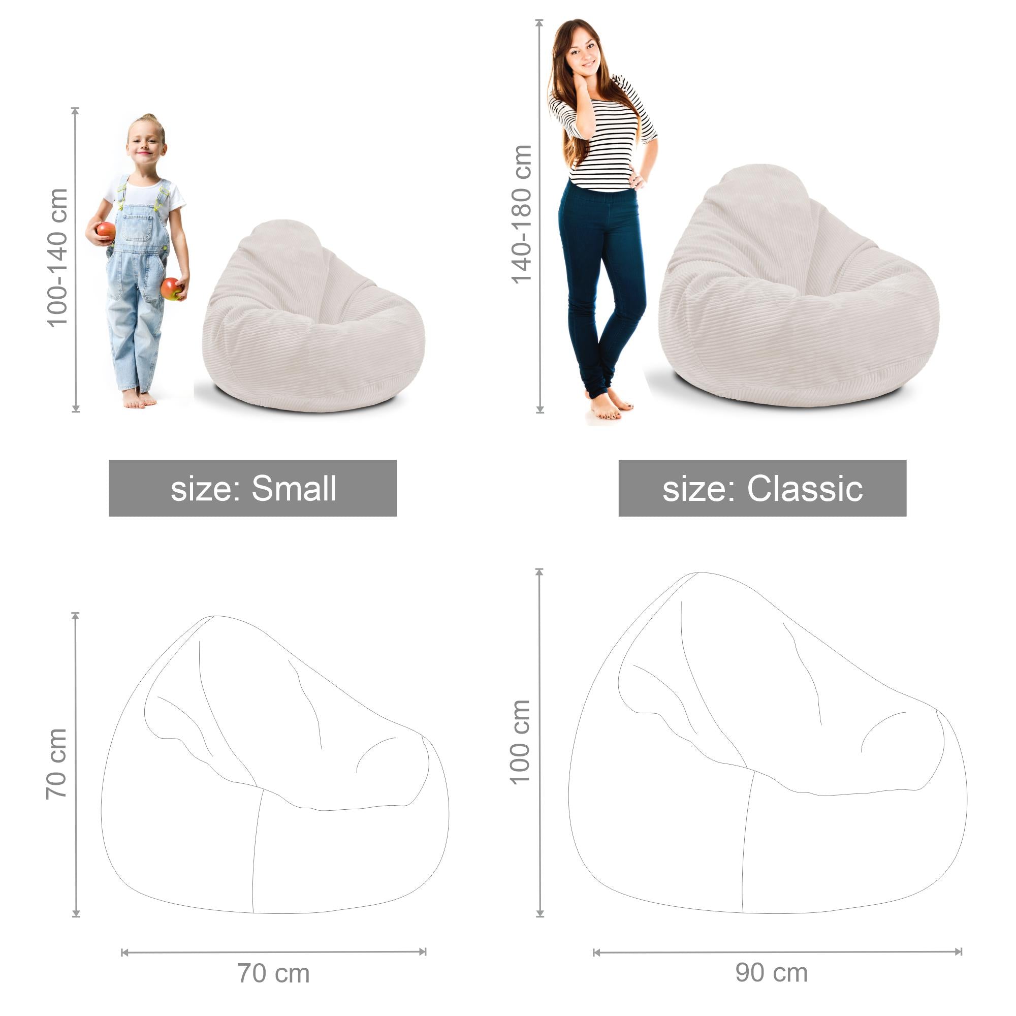 Paradise Sitzsack mit Fußhocker White Dove-S