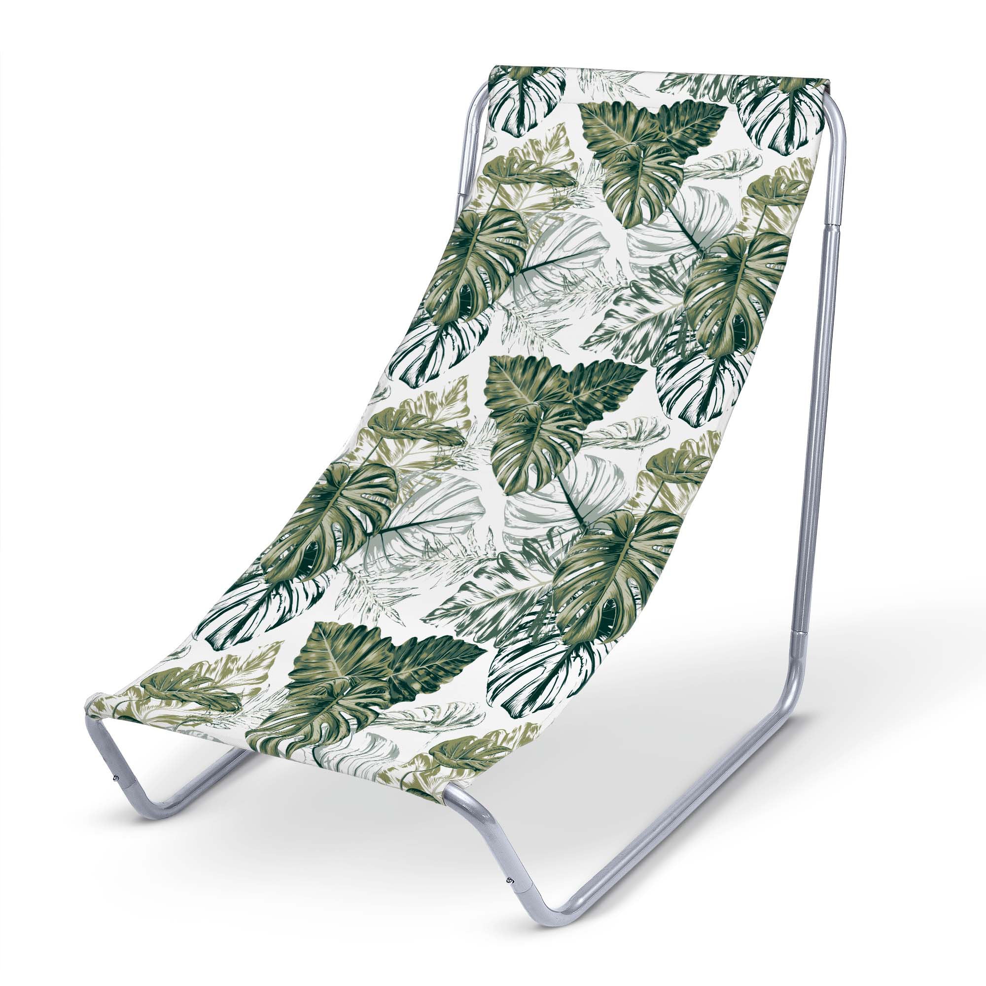 Kovové lehátko Monstera Green Leaf