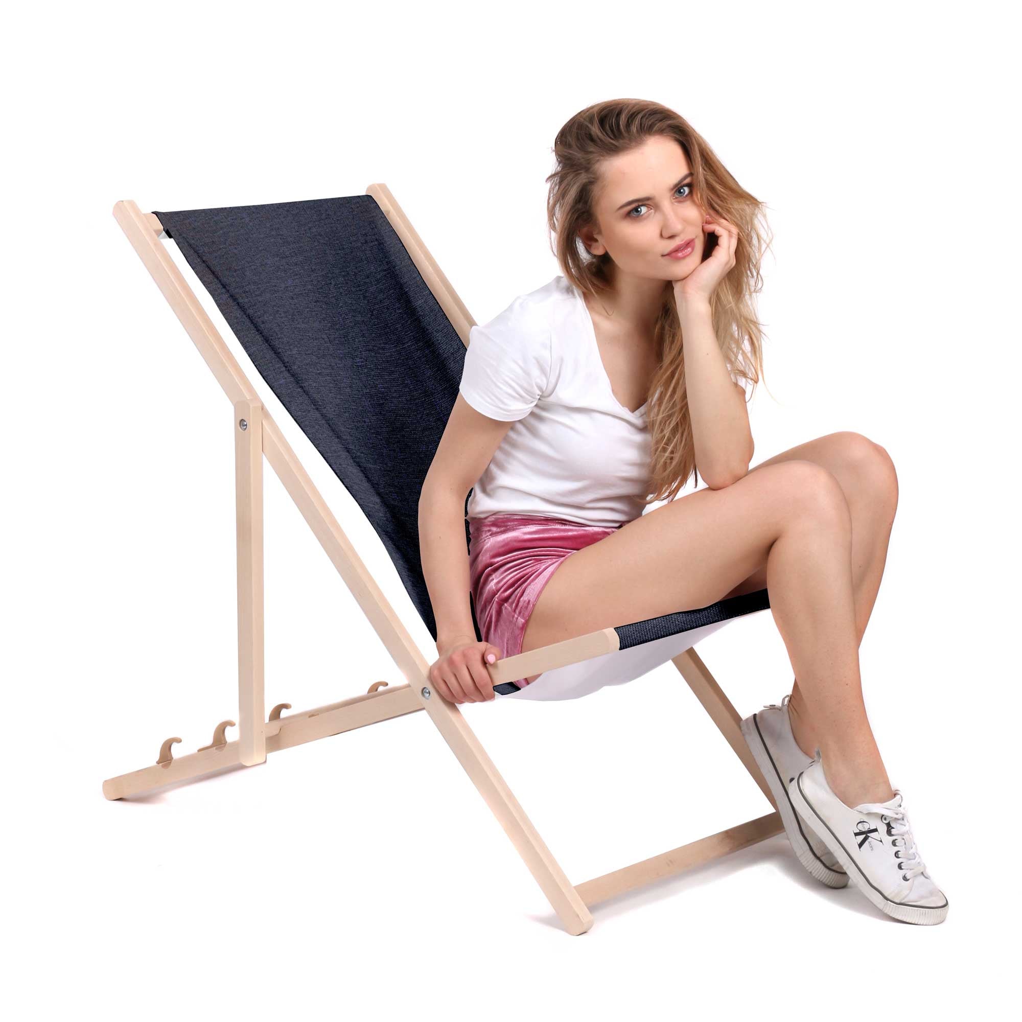 Leżak drewniany Imitacja Lnu Ocean Isle-S