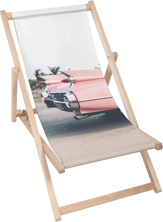 Drevené ležadlo Letné ružové auto