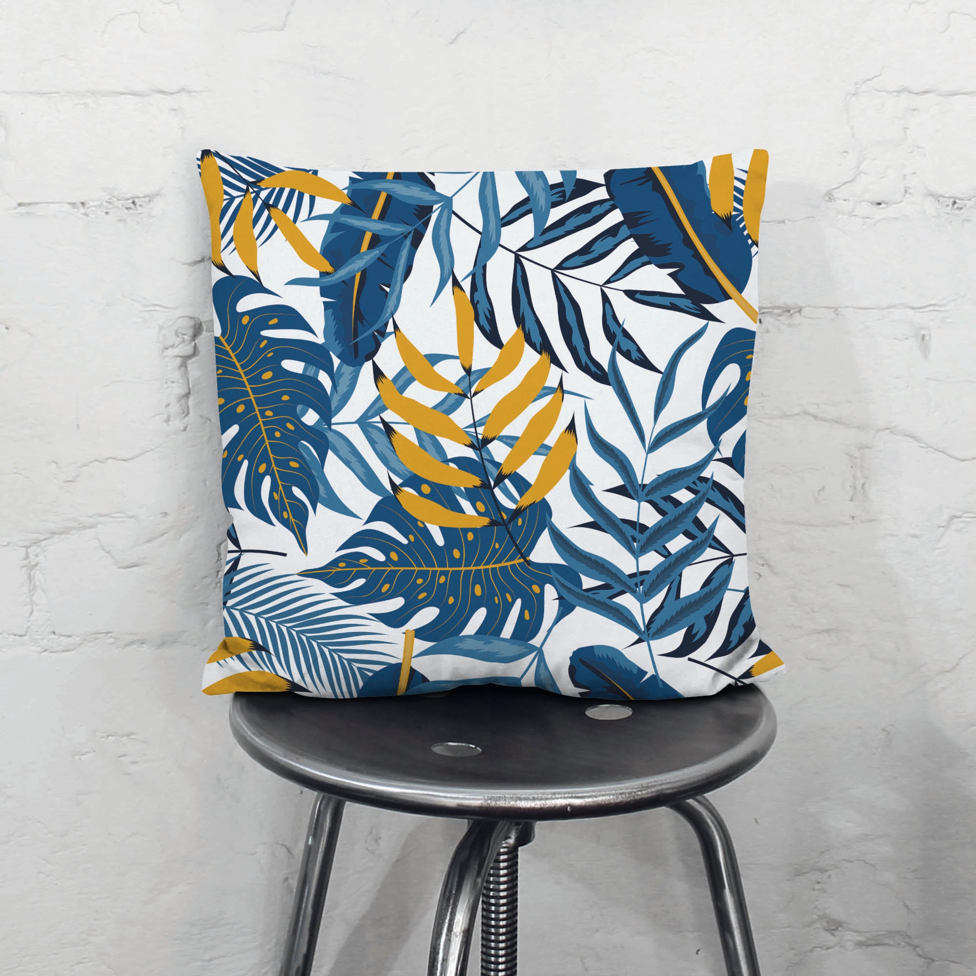 Blue Gold Leaves-Tkanina Obrusowa