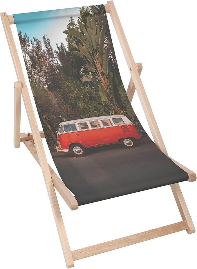 Drevené ležadlo Červený karavan