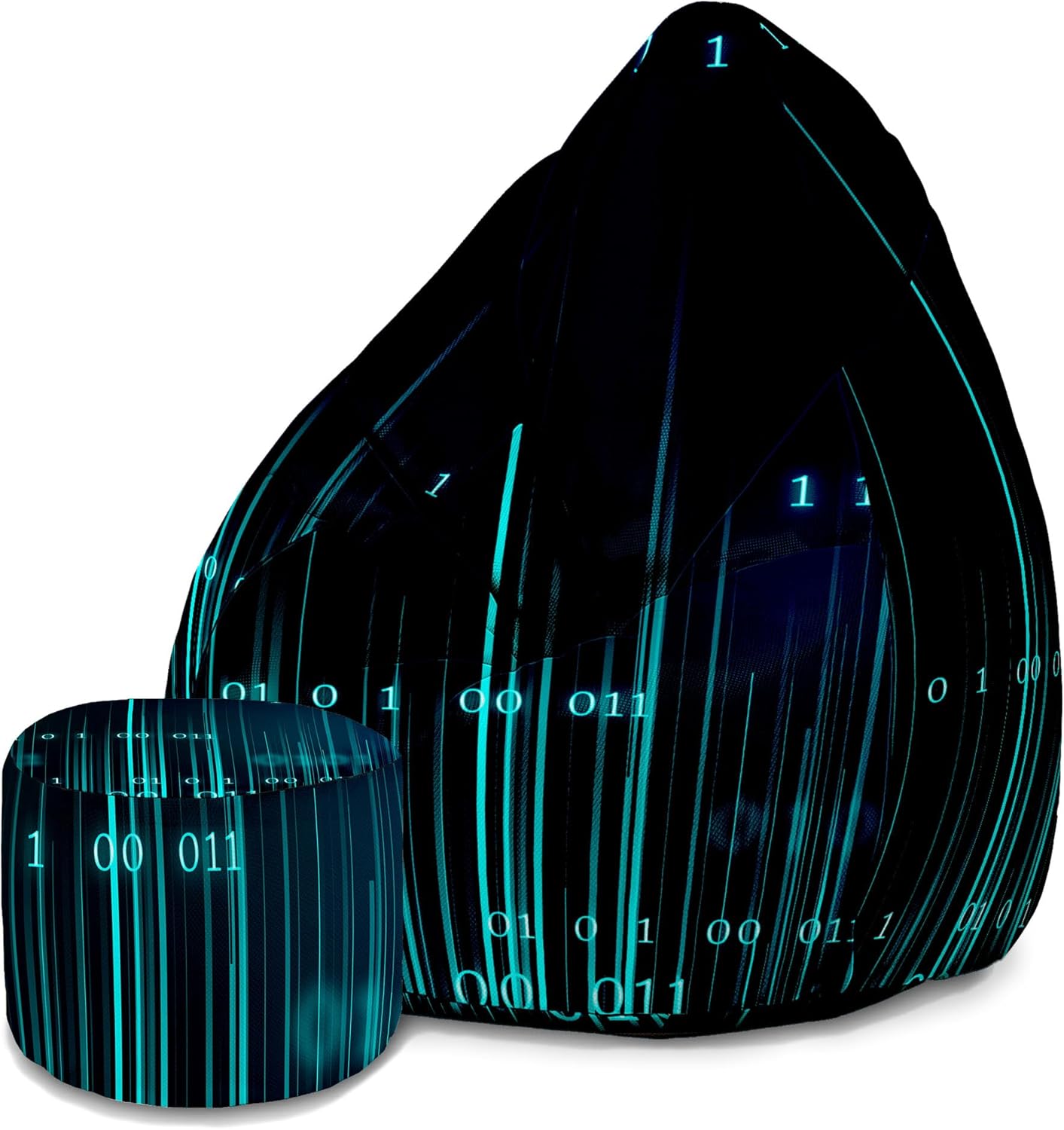 Puf Pearshape s podnožkou Binary Code
