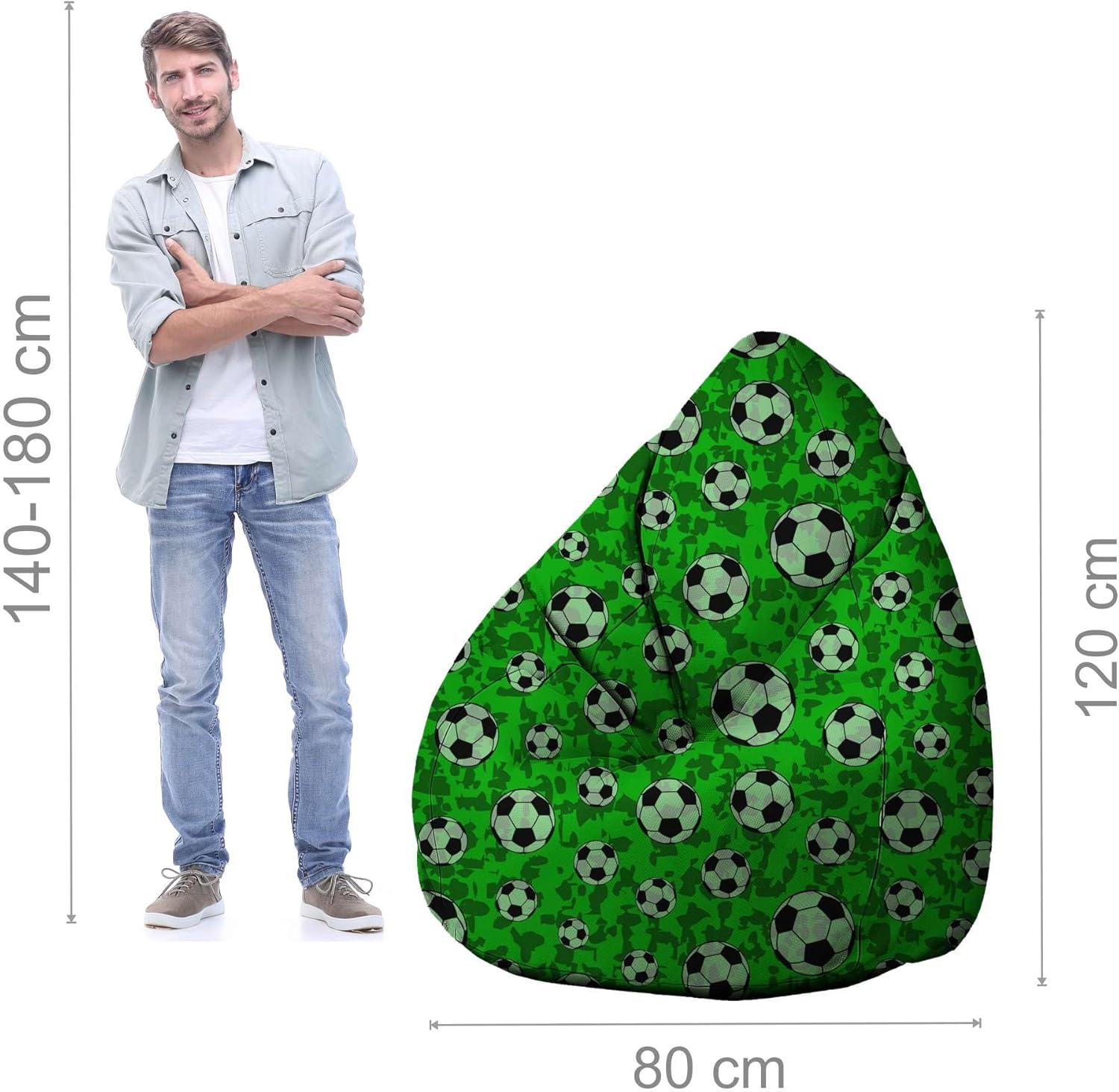 Sedací vak Pearshape s podnožkou Soccer