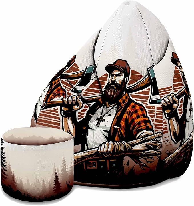 Sedací vak Pearshape s podnožkou Lumberjack-Velvet