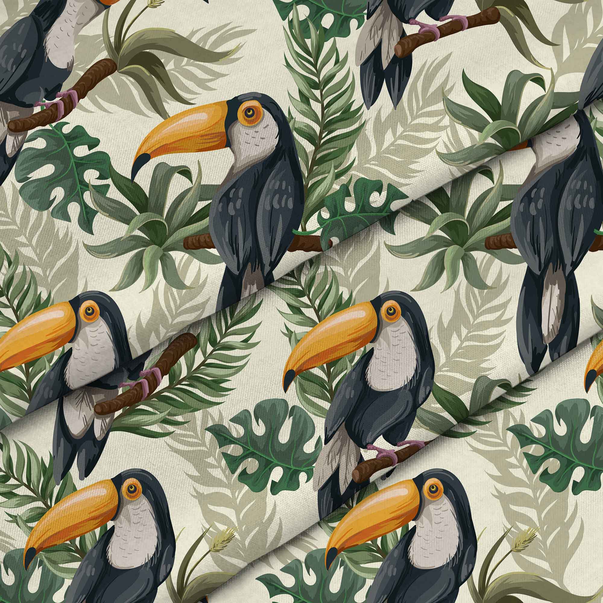 Toucans in Jungle-Tkanina Obrusowa