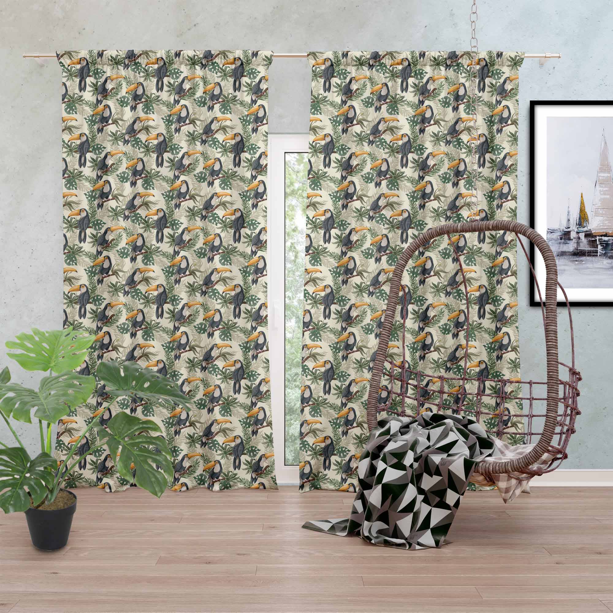 Toucans in Jungle-Tkanina Obrusowa