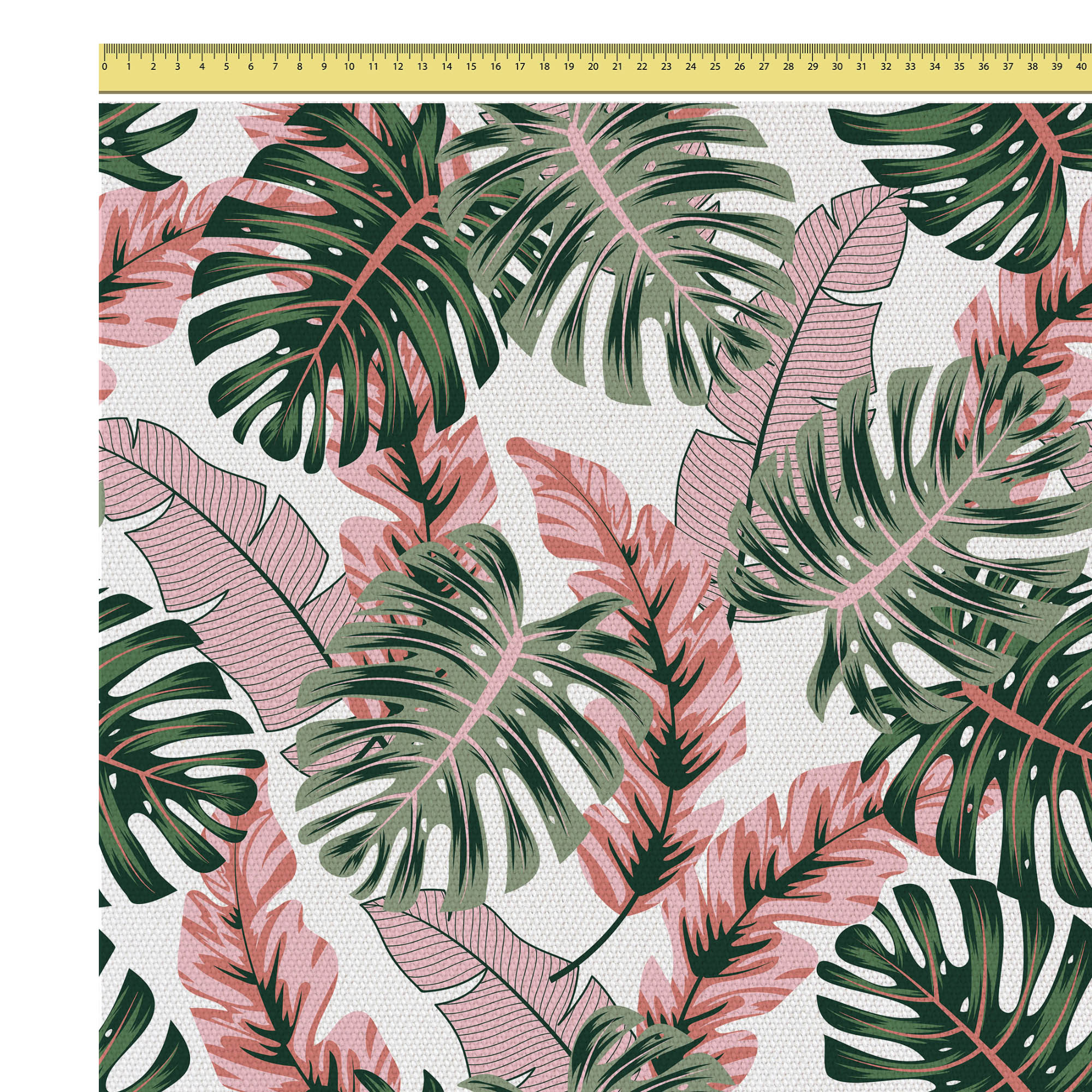 Tropical Pink and Green Leaves-Tablecloth Fabric