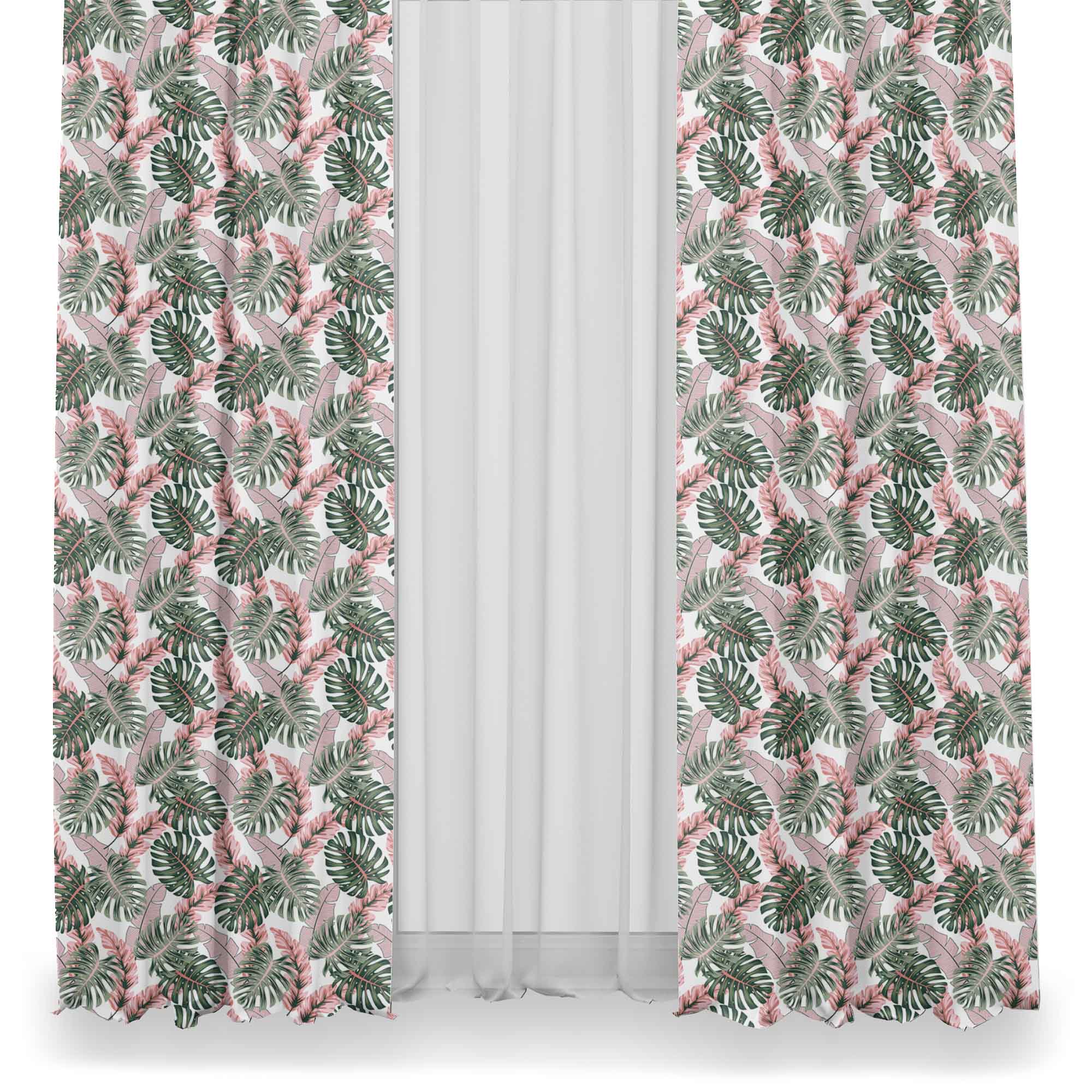 Tropical Pink and Green Leaves-Tablecloth Fabric