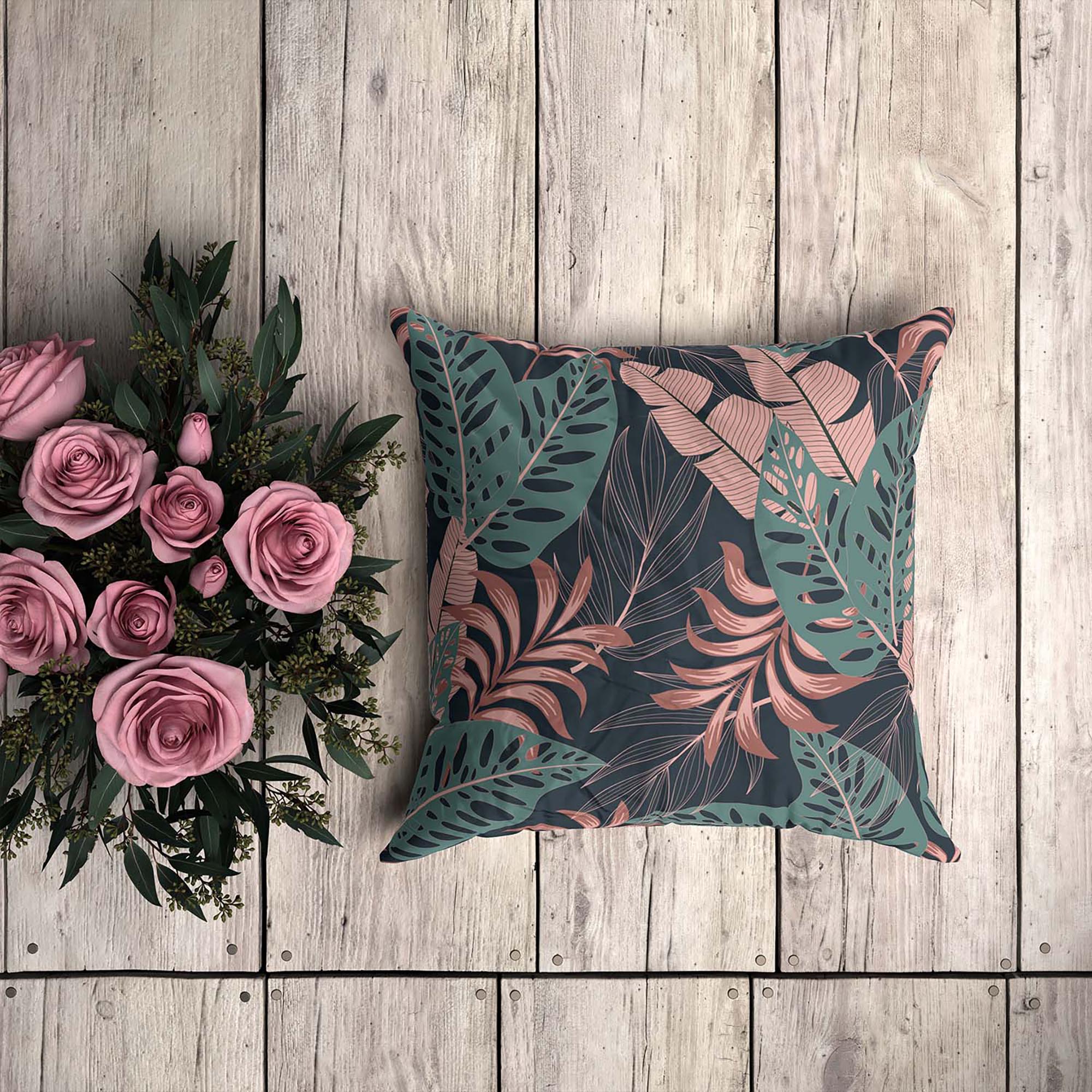 Tropical Dark Pink and Green Leaves-Lincoln