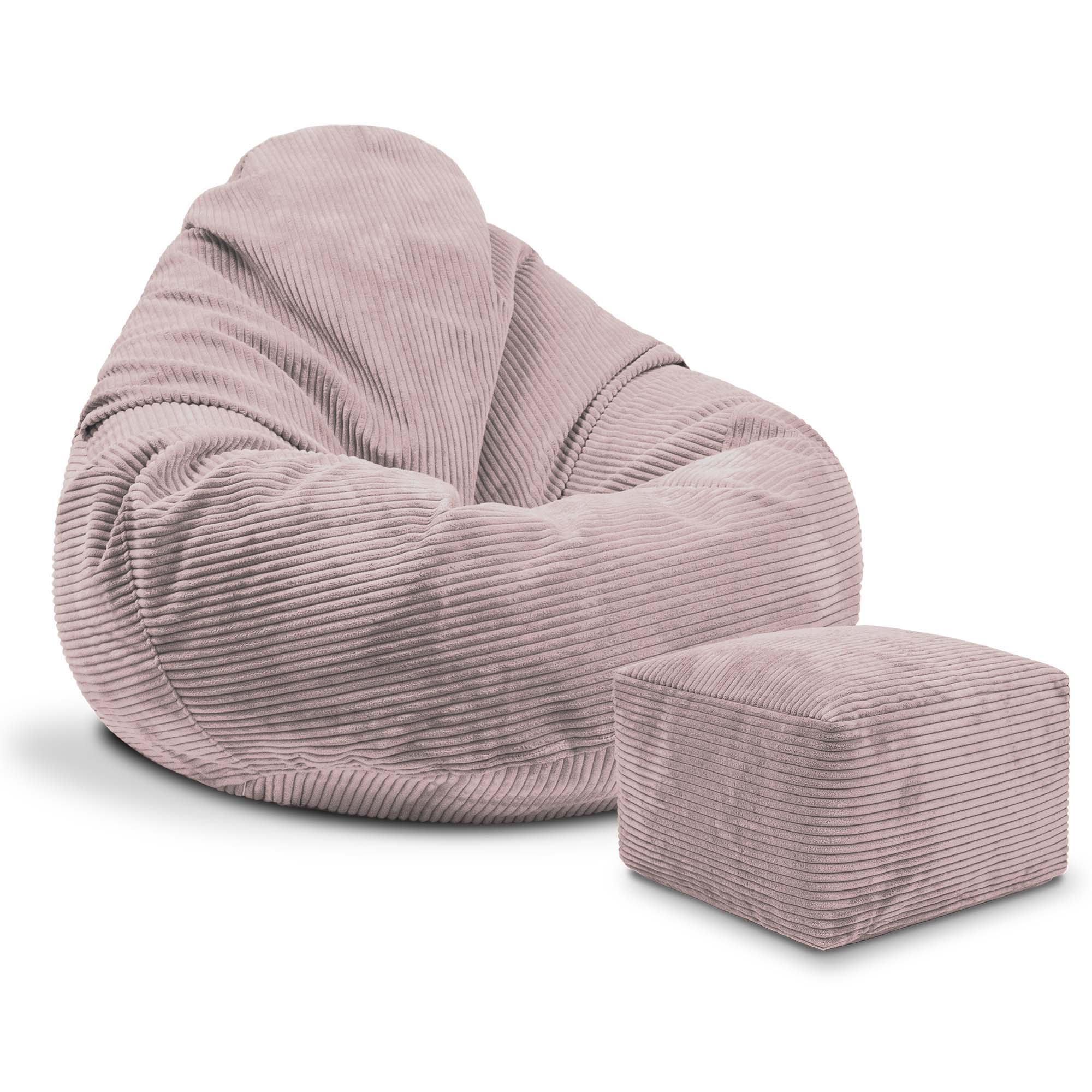 Puf Paradise z Podnóżkiem Silver Pink