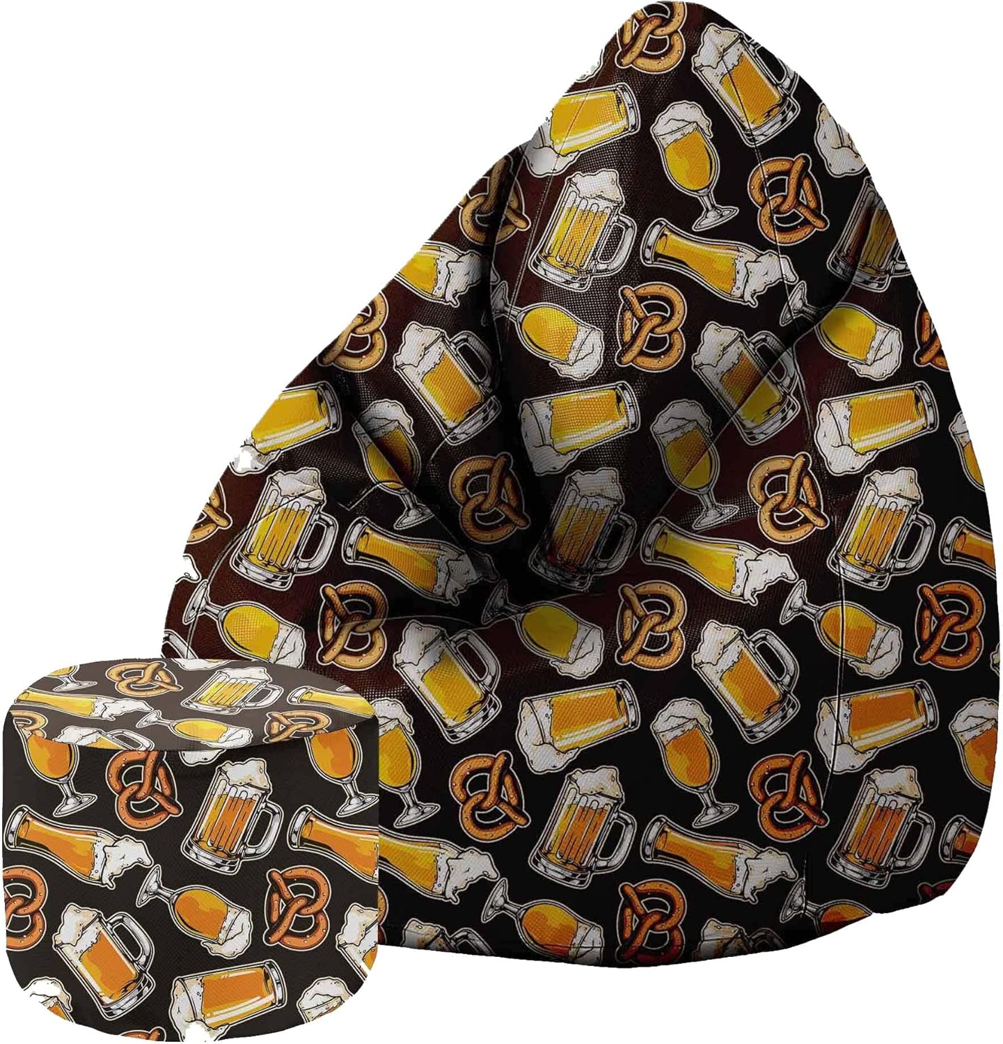 Pearshape Pouf with Footrest Beer And Pretzels-Oxford