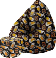 Pearshape Pouf with Footrest Beer And Pretzels-Oxford