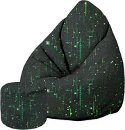 Puf Pearshape s podnožkou Cyberpunk-Oxford