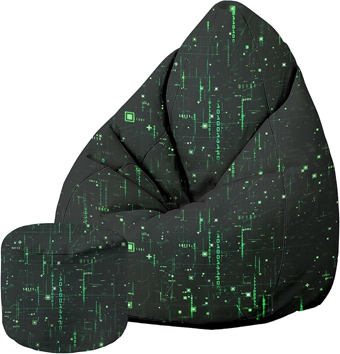 Puf Pearshape s podnožkou Cyberpunk-Oxford