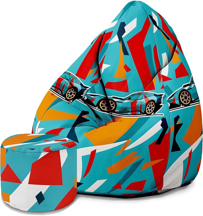 Puf Pearshape s podnožkou Color Cars