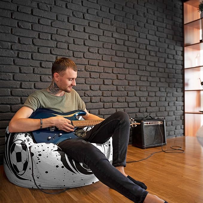 Birnenförmiger Sitzsack mit Fußstütze I Love Football