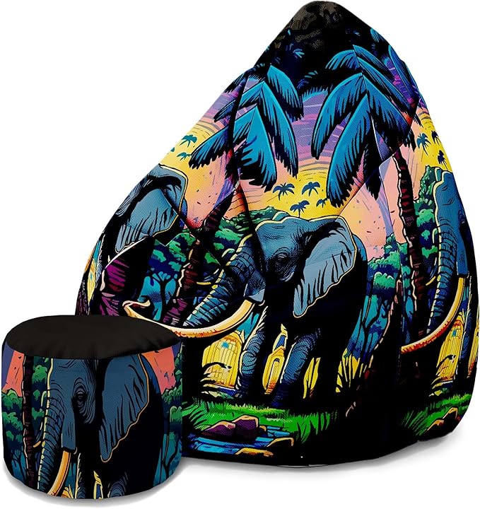 Puf Pearshape s podnožkou Elephant-Velvet