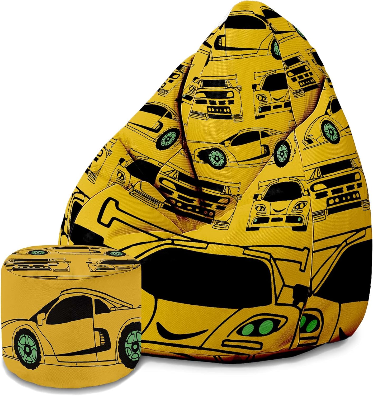 Puf Pearshape z podnóżkiem Yellow Car-Oxford