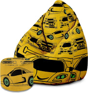 Puf Pearshape z podnóżkiem Yellow Car-Oxford