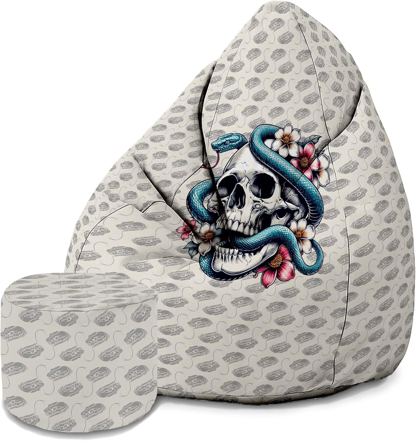 Sedací vak Pearshape s podnožkou Snake Skull Flower