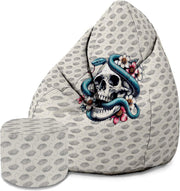Birnenförmiger Sitzsack mit Fußstütze Snake Skull Flower-Velvet