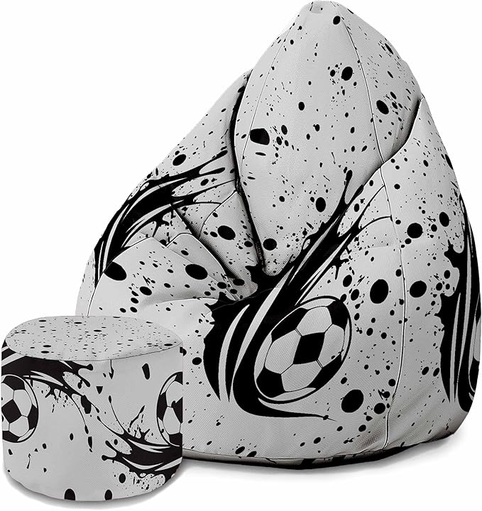 Birnenförmiger Sitzsack mit Fußstütze I Love Football