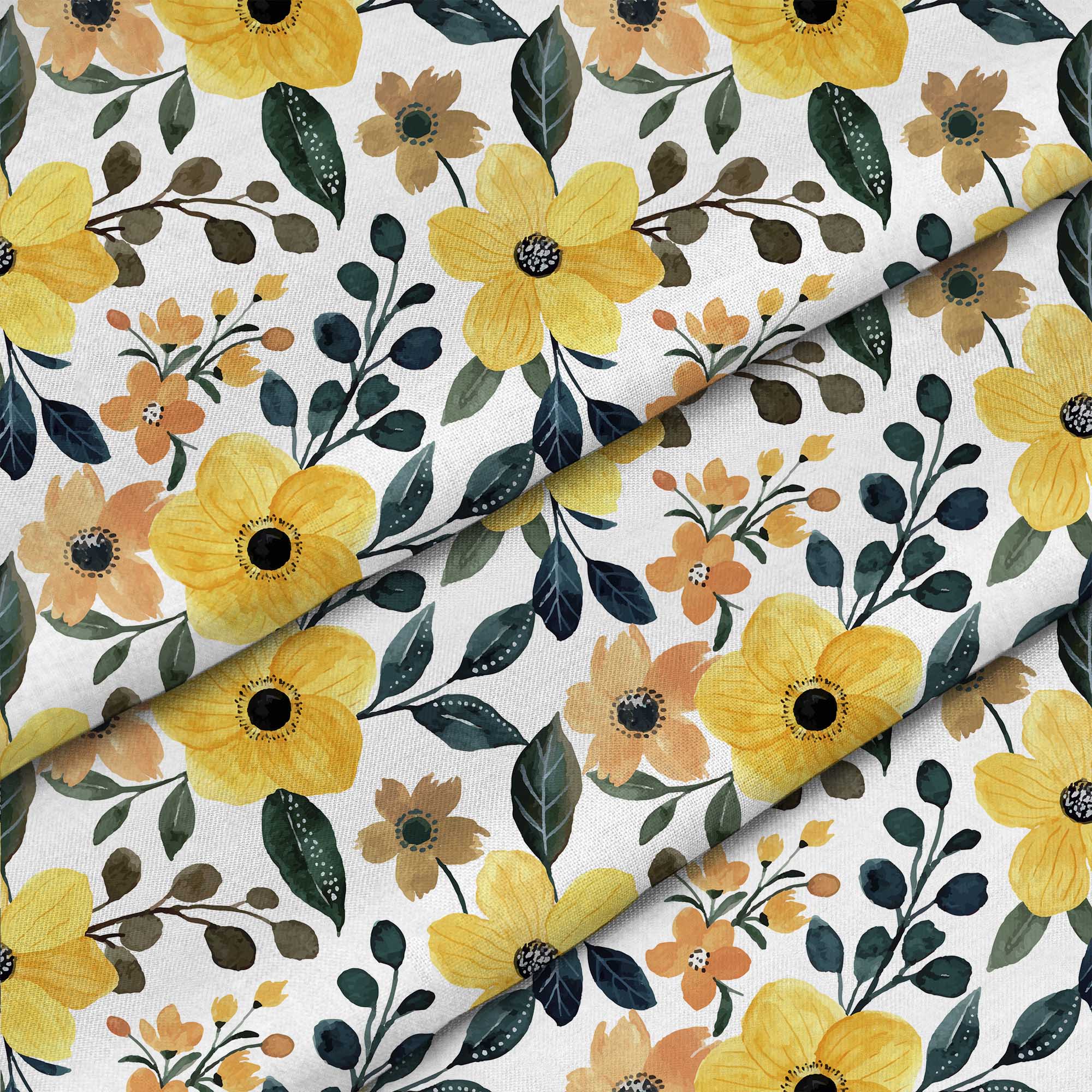 Yellow Floral Watercolor-Velvet