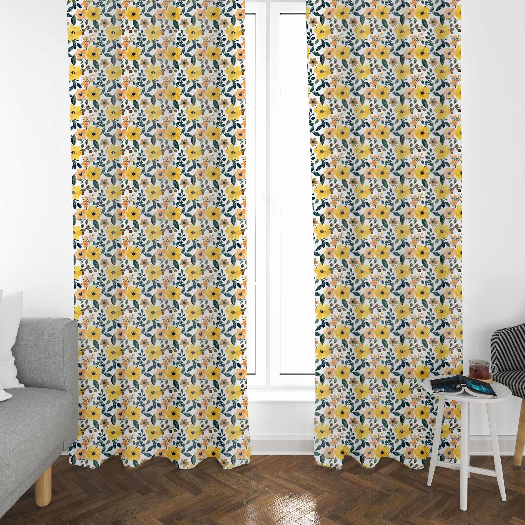 Yellow Floral Watercolor-Velvet