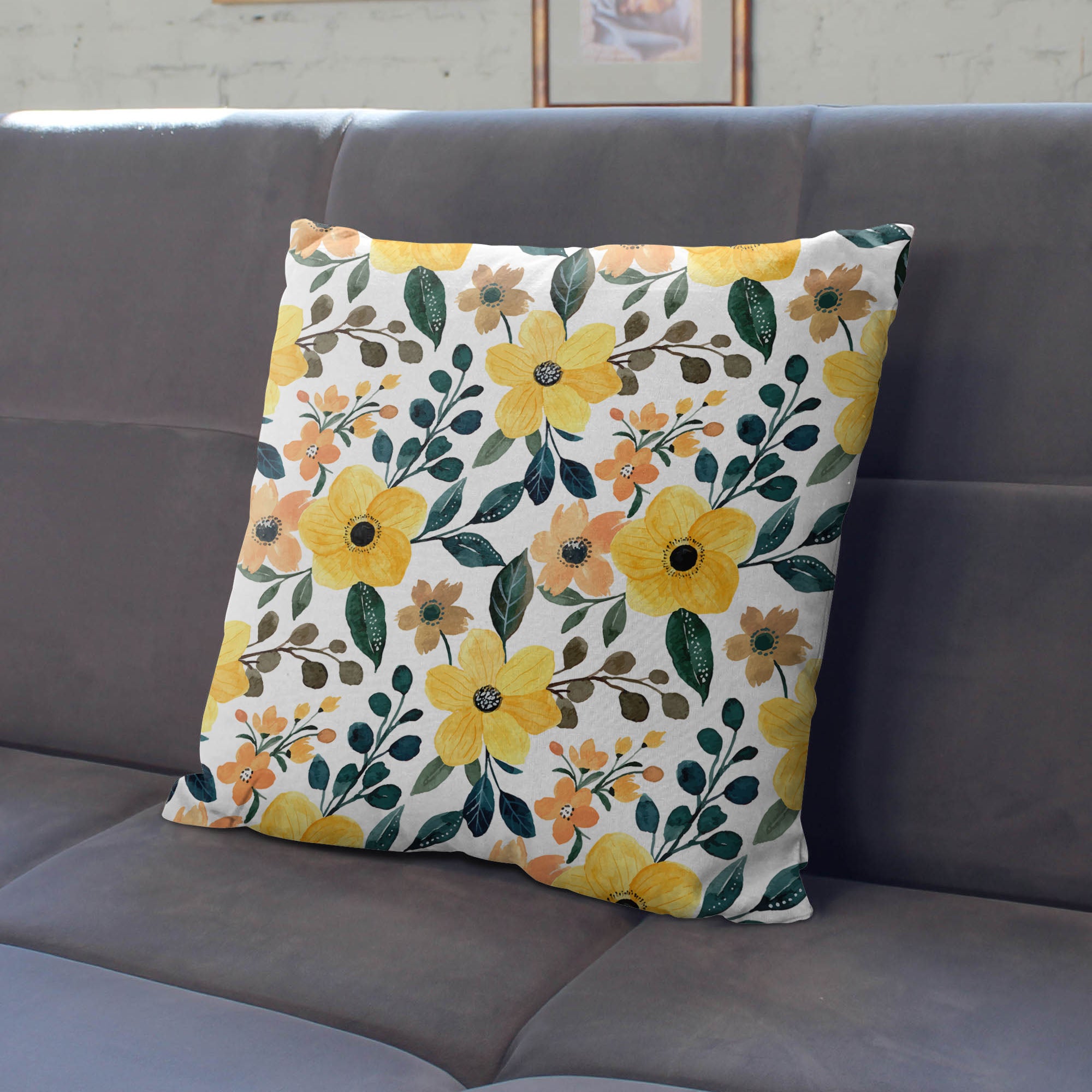 Yellow Floral Watercolor-Velvet