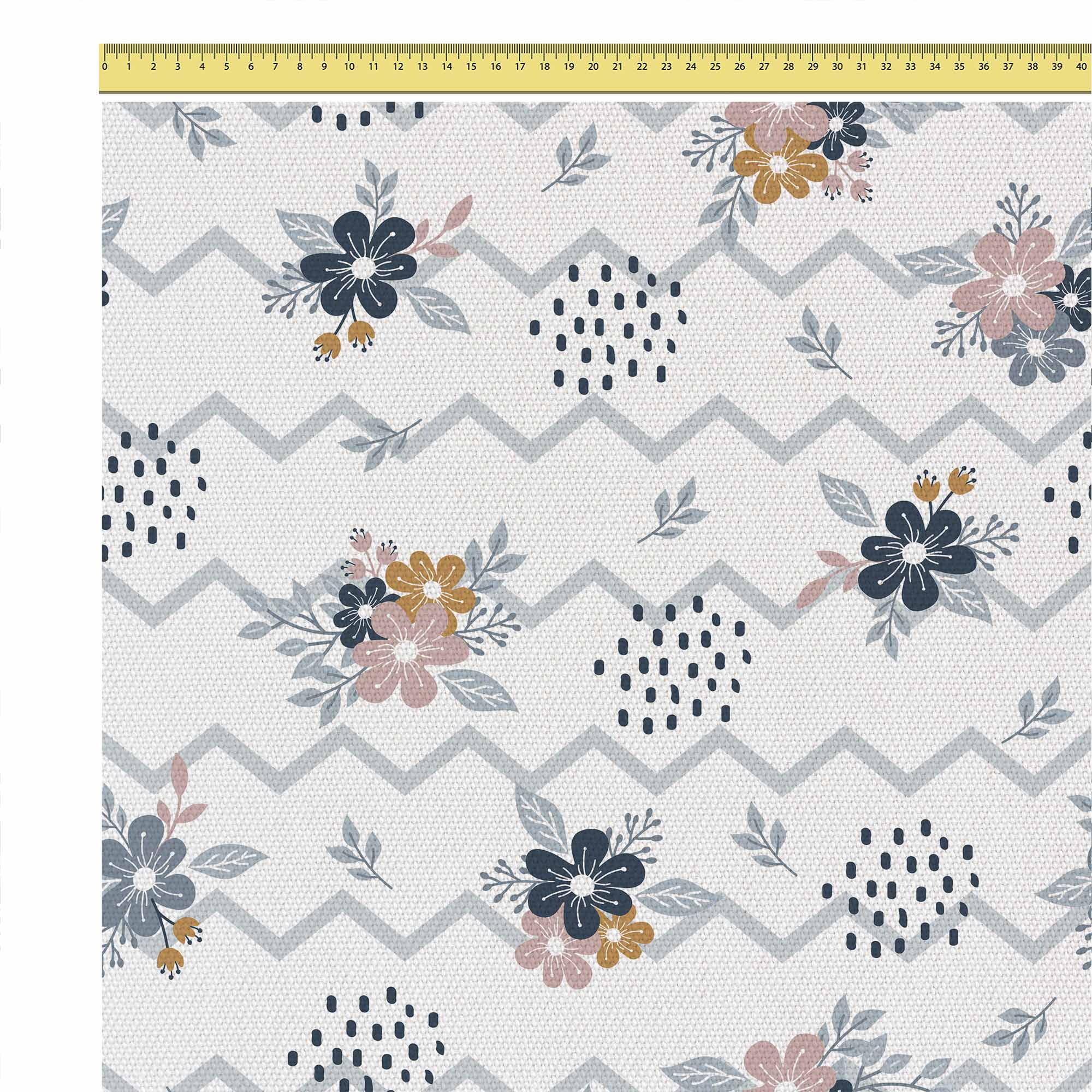 Chevron and Flowers-Tkanina Obrusowa