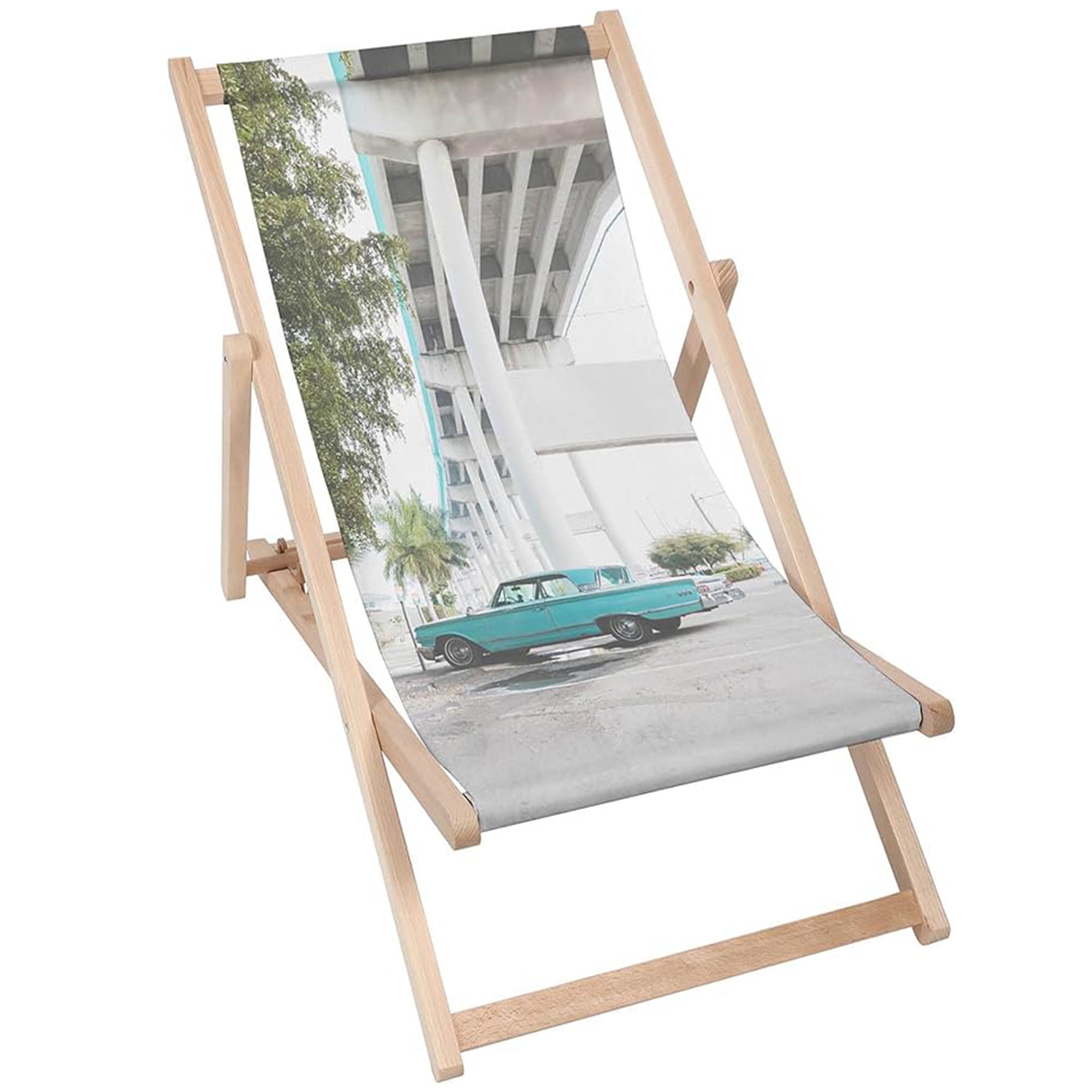 Drevené ležadlo Auto pod mostom