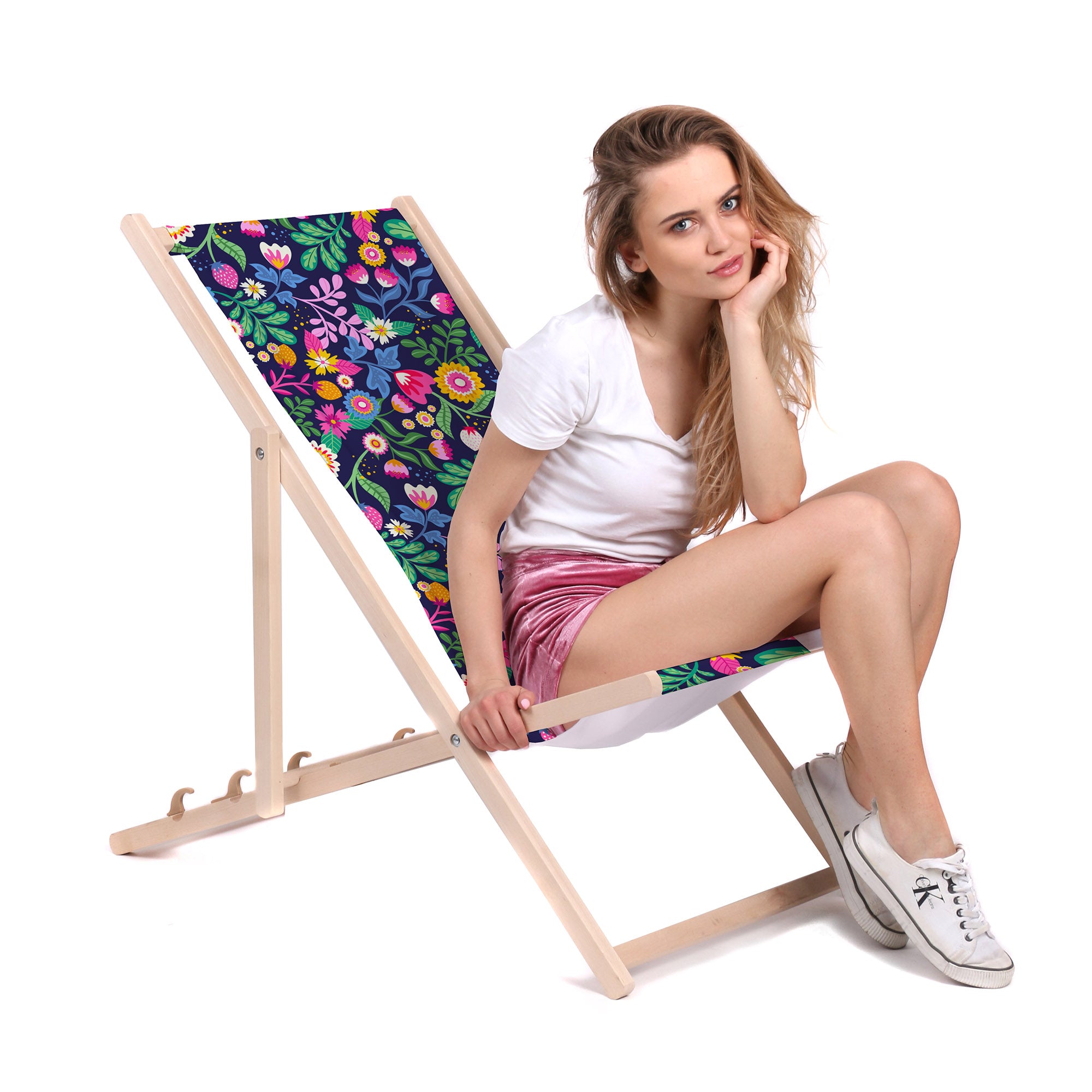 Drevené ležadlo Exotic Floral-M