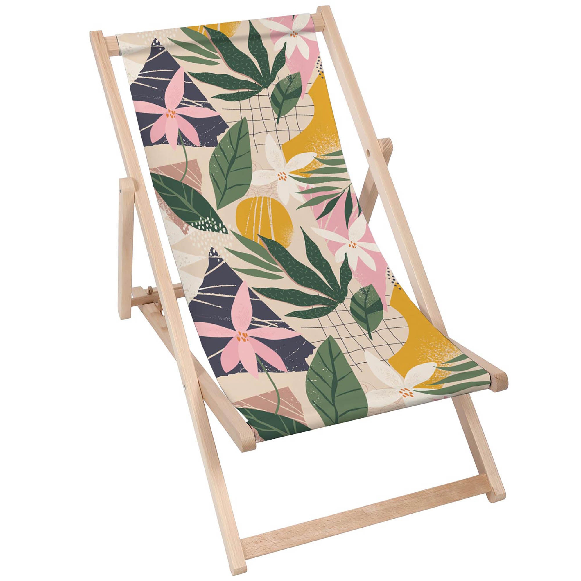 Wooden Deck Chair Collage Floral-M