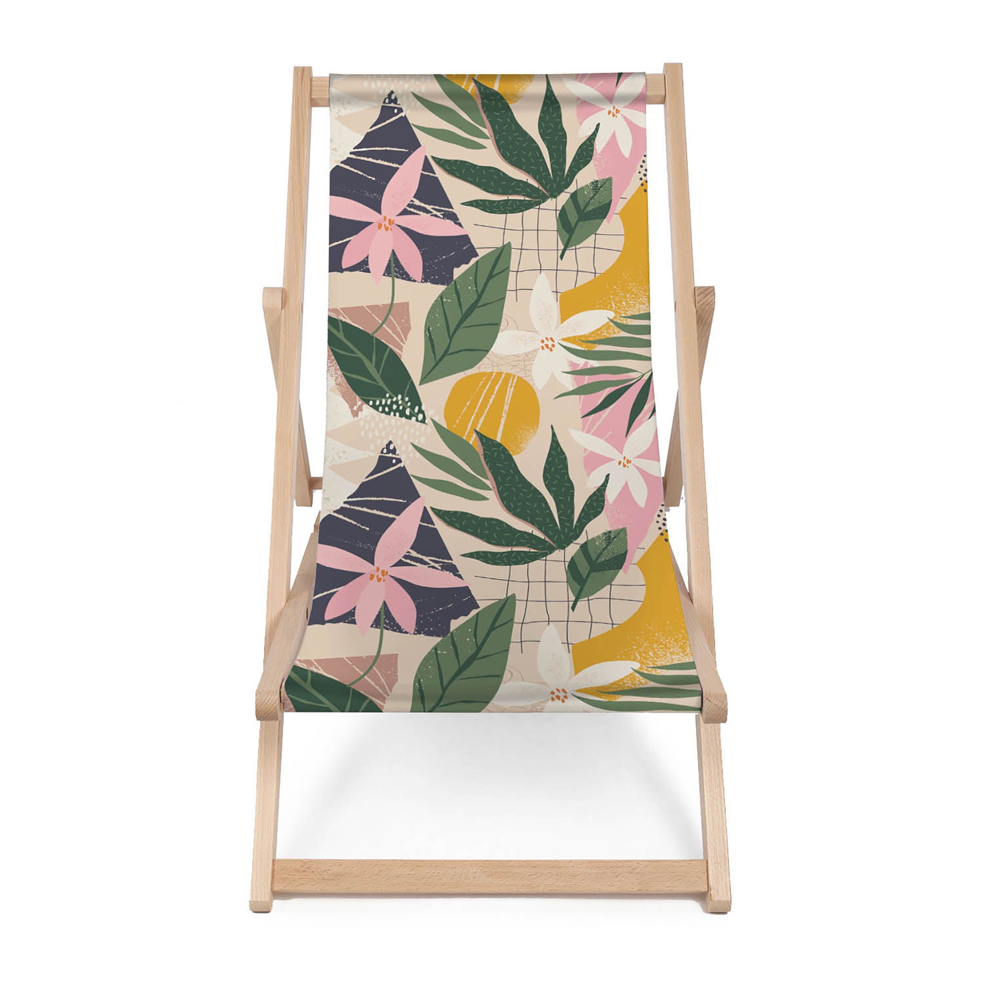 Wooden Deck Chair Collage Floral-M