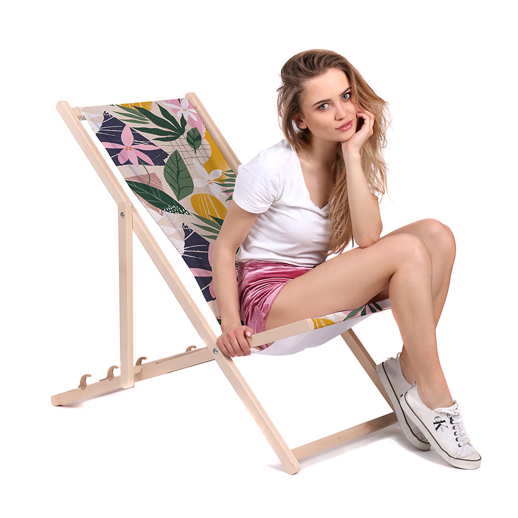 Wooden Deck Chair Collage Floral-M