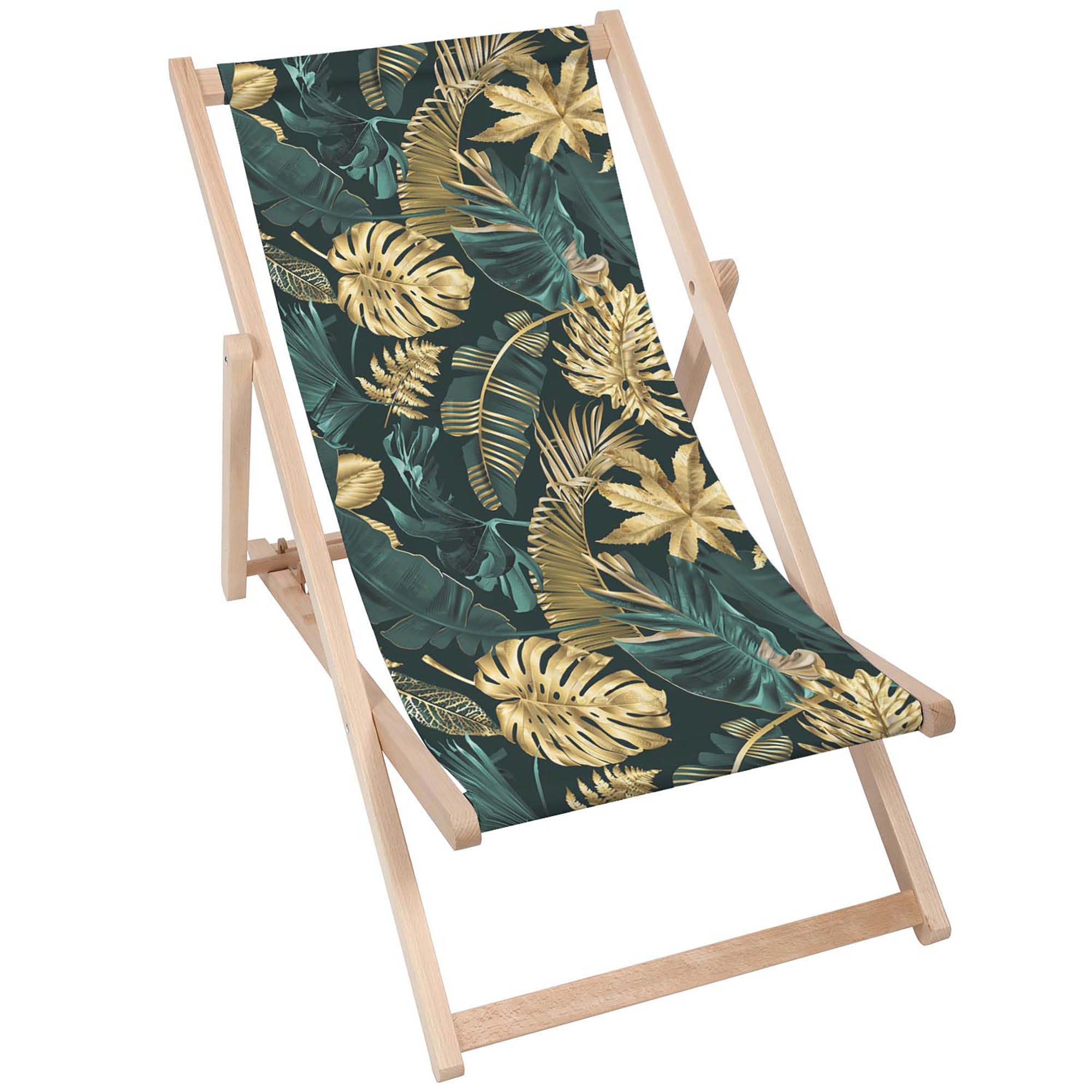 Drevené ležadlo Monstera Gold Green-M