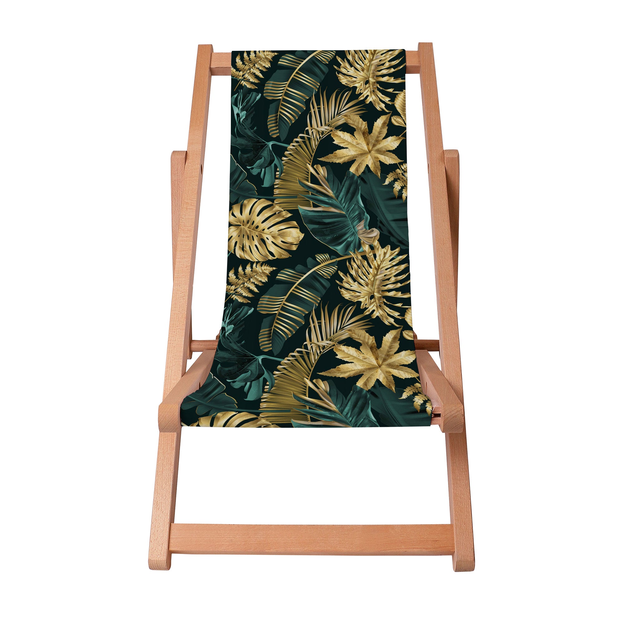 Drevené ležadlo Monstera Gold Green-S