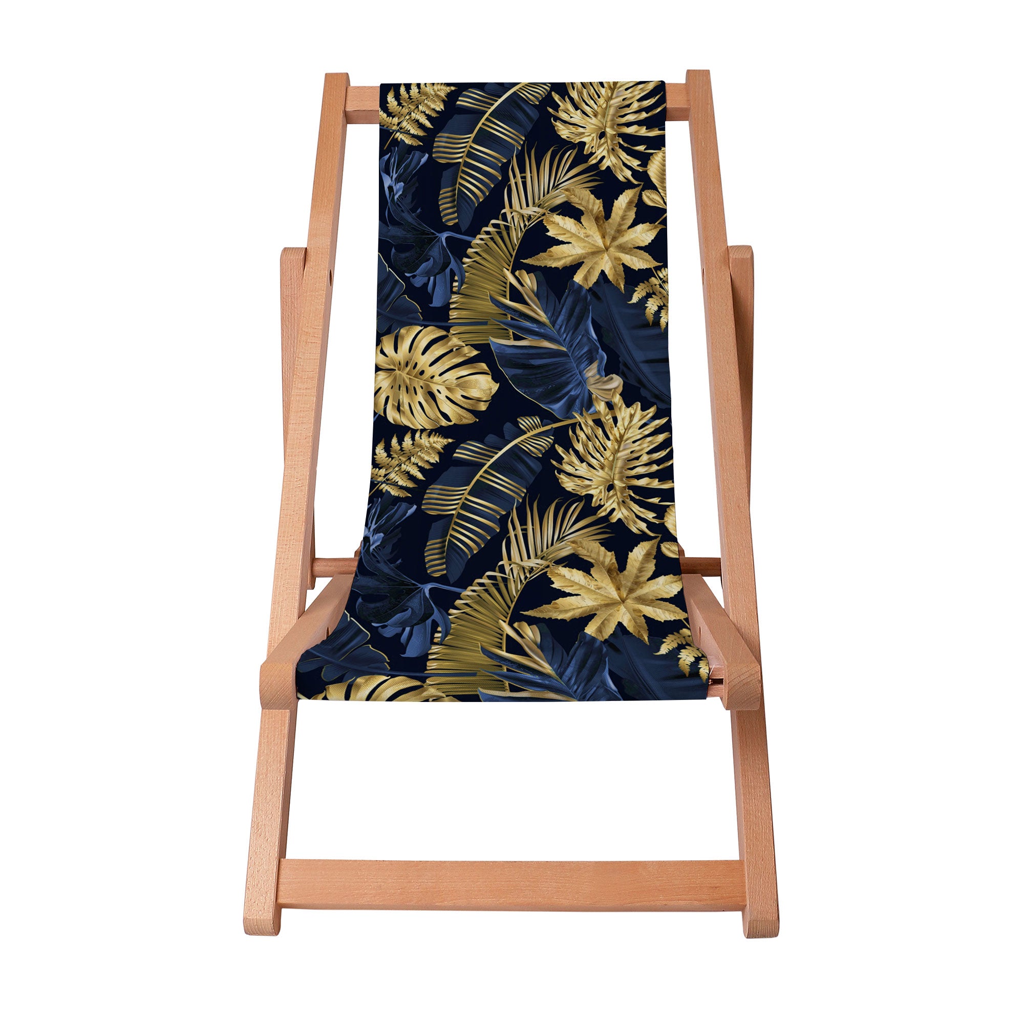 Drevené ležadlo Monstera Gold Navy Blue-S