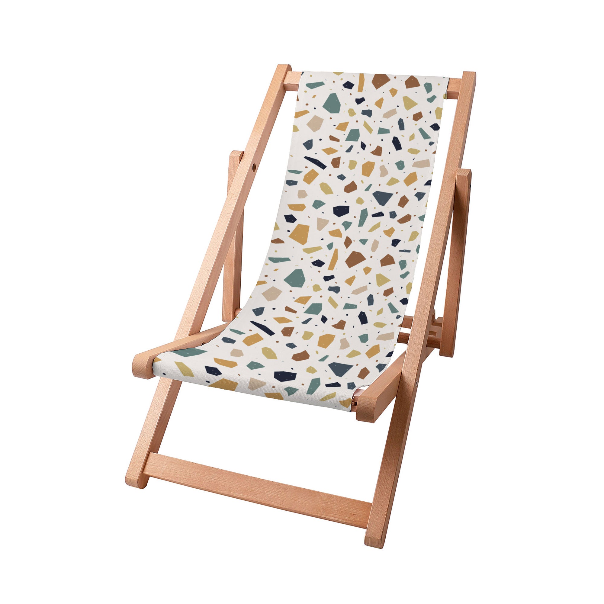 Wooden Deck Chair Vintage Terrazzo