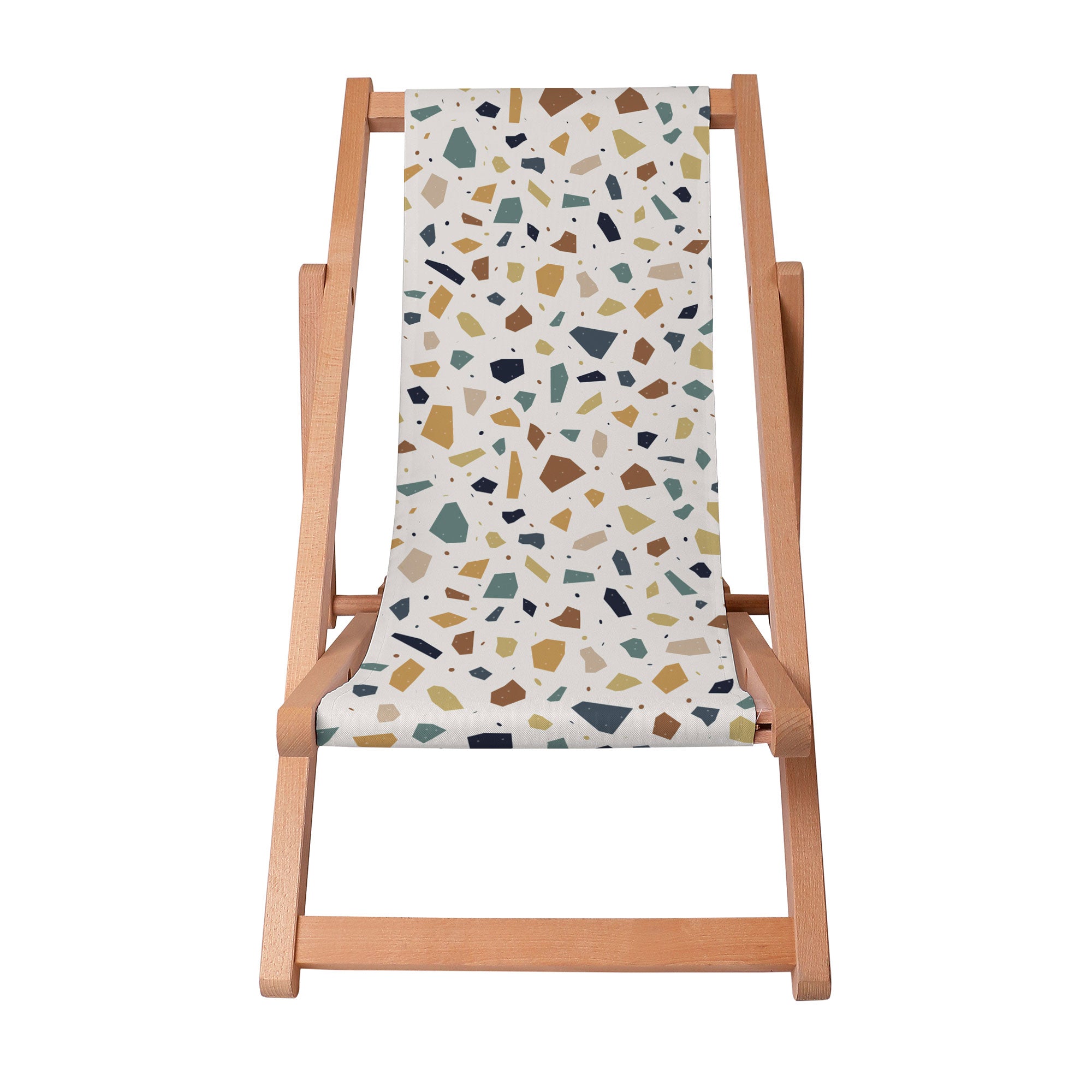 Wooden Deck Chair Vintage Terrazzo