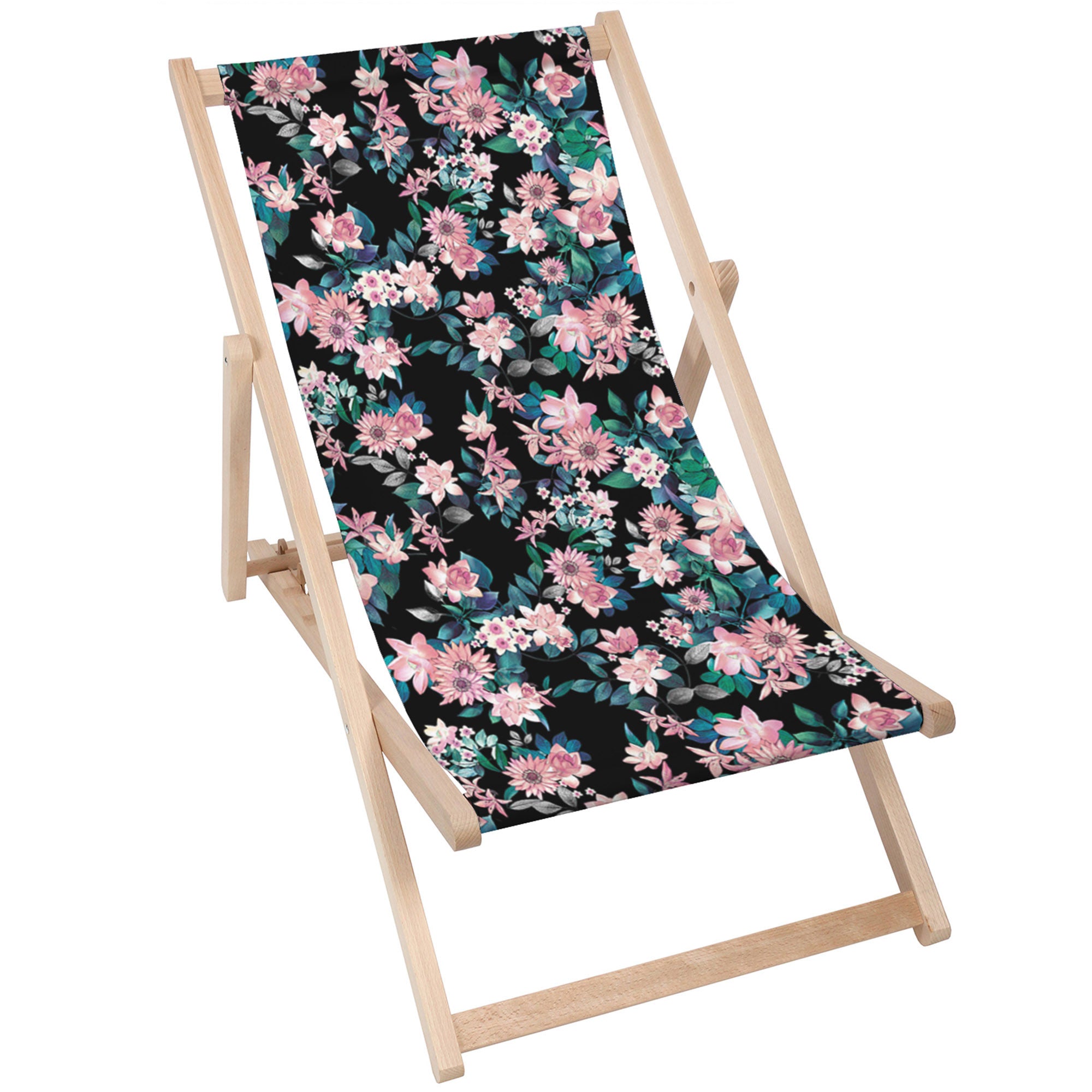 Leżak drewniany Dark Botanic Pink-M